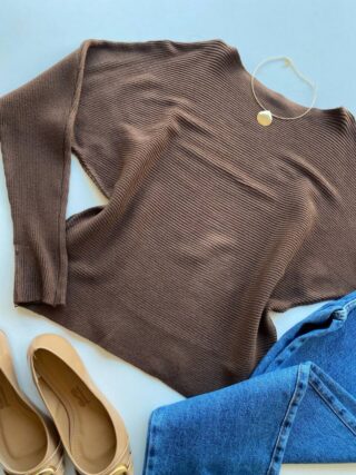 Blusa Manga Longa Bibi Feminina Modal Marrom - Fernanda Ramos Store
