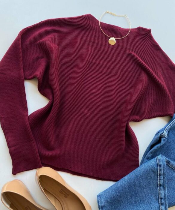 Blusa Manga Longa Bibi Feminina Modal Marsala - Fernanda Ramos Store