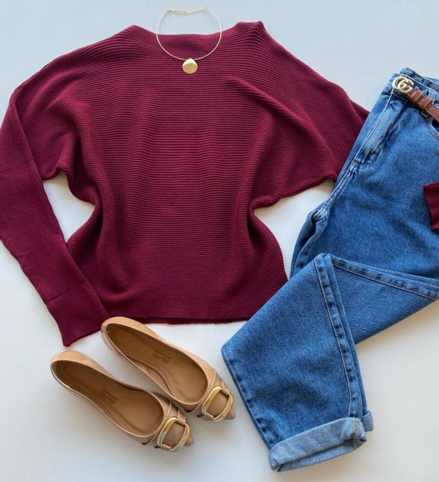 Blusa Manga Longa Bibi Feminina Modal Marsala - Fernanda Ramos Store