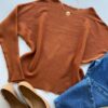 Blusa Manga Longa Bibi Feminina Modal TerraCota - Fernanda Ramos Store