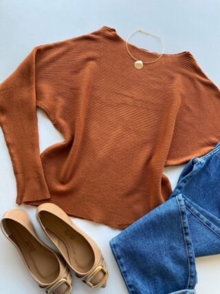 Blusa Manga Longa Bibi Feminina Modal TerraCota - Fernanda Ramos Store