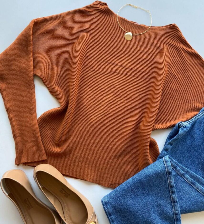 Blusa Manga Longa Bibi Feminina Modal TerraCota - Fernanda Ramos Store