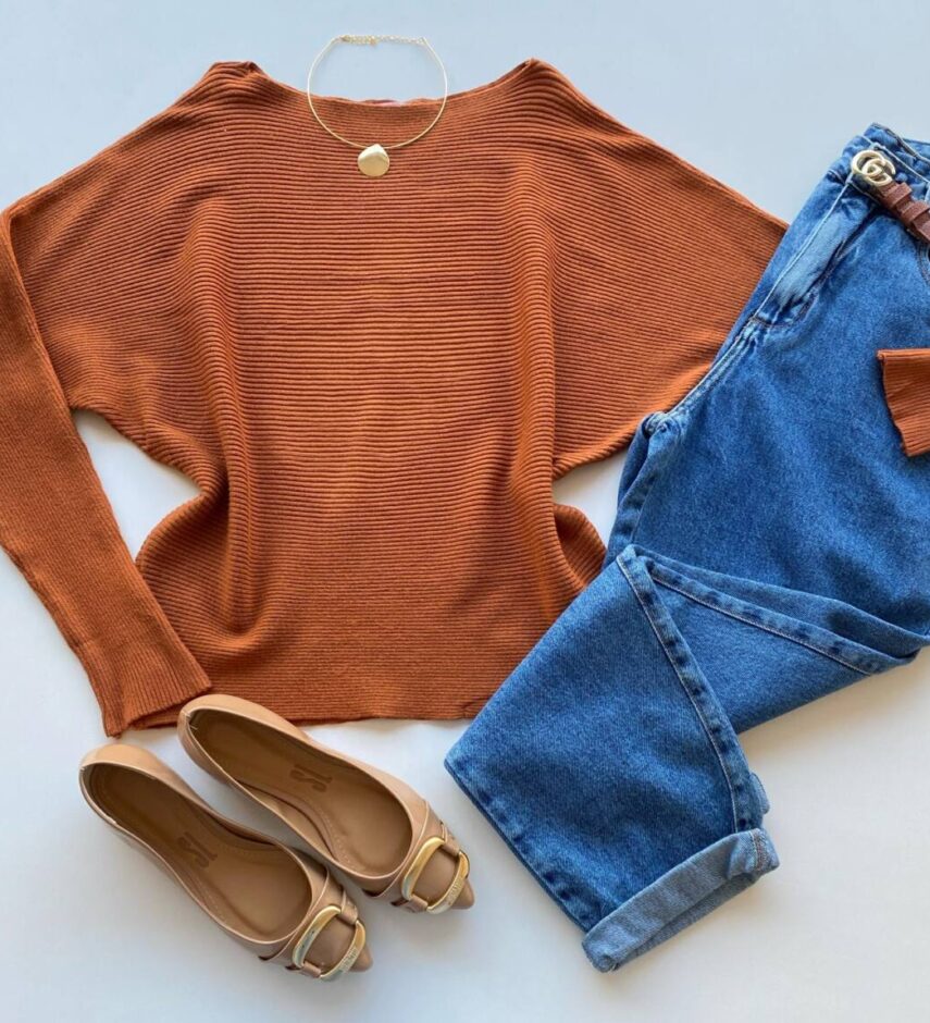 Blusa Manga Longa Bibi Feminina Modal TerraCota - Fernanda Ramos Store