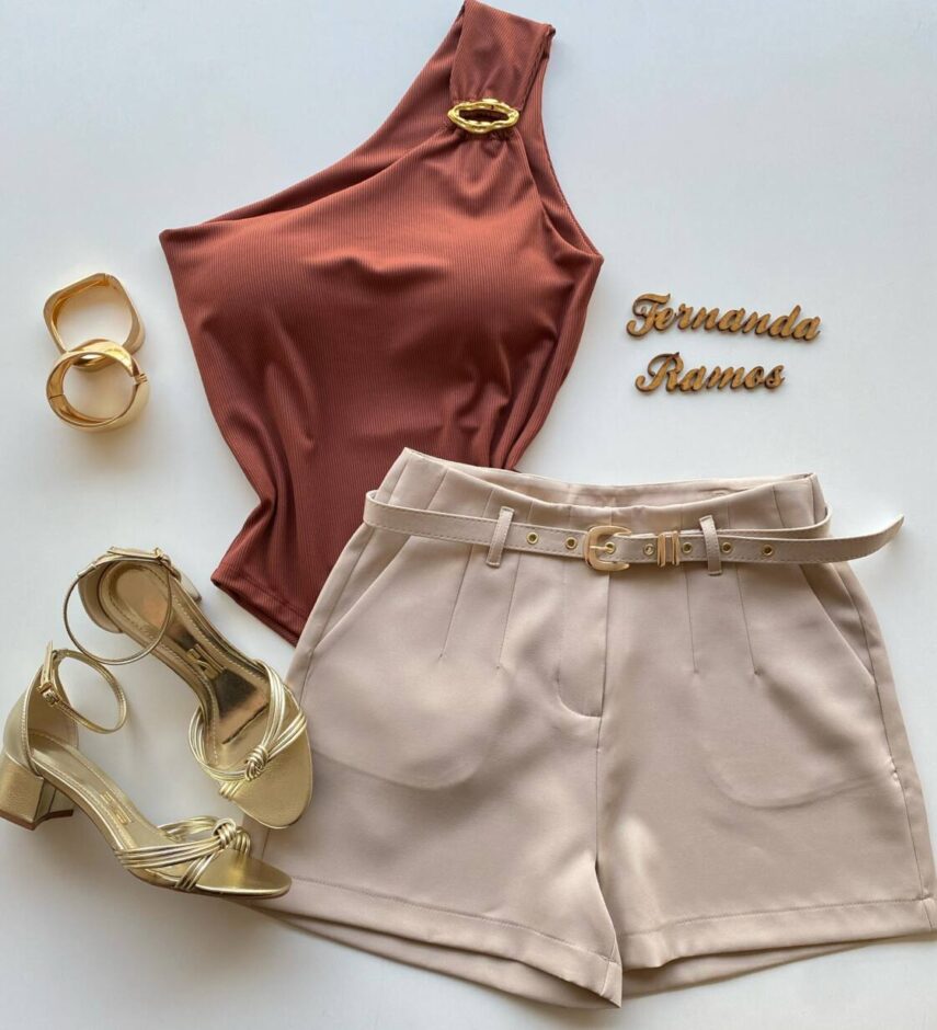 Body Feminino Caribe com Bojo Canelado e Argola Orgânica Caramelo - Fernanda Ramos Store