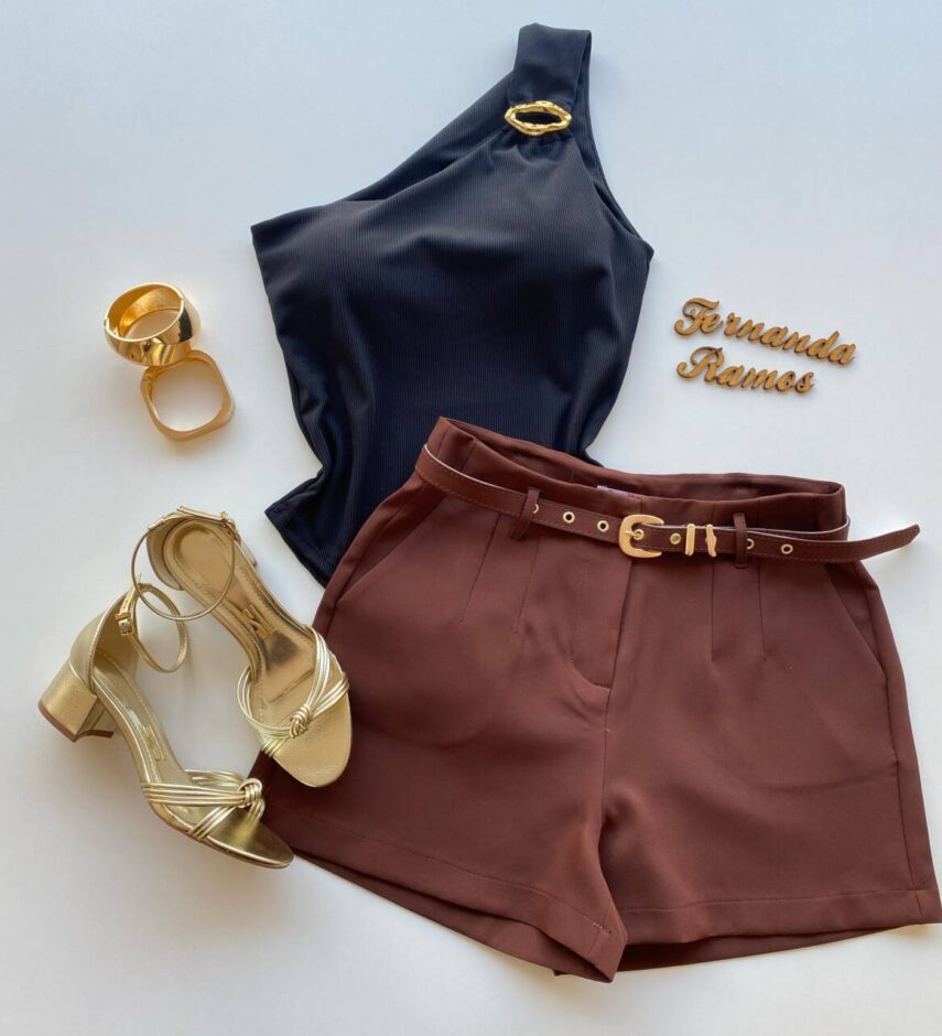 Body Feminino Caribe com Bojo Canelado e Argola Orgânica Preto - Fernanda Ramos Store