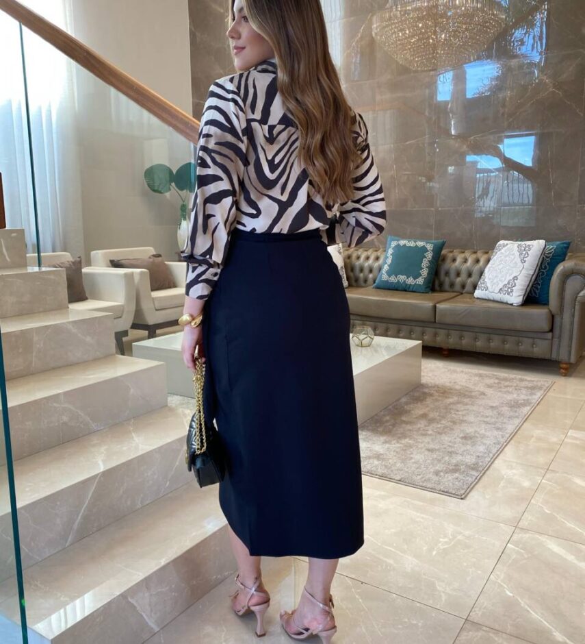 Camisa Feminina Social Estampa Animal Print Tons de Nude - Fernanda Ramos Store