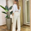 Camisa Feminina Social Jeh Manga Longa Bordada Branca - Fernanda Ramos Store