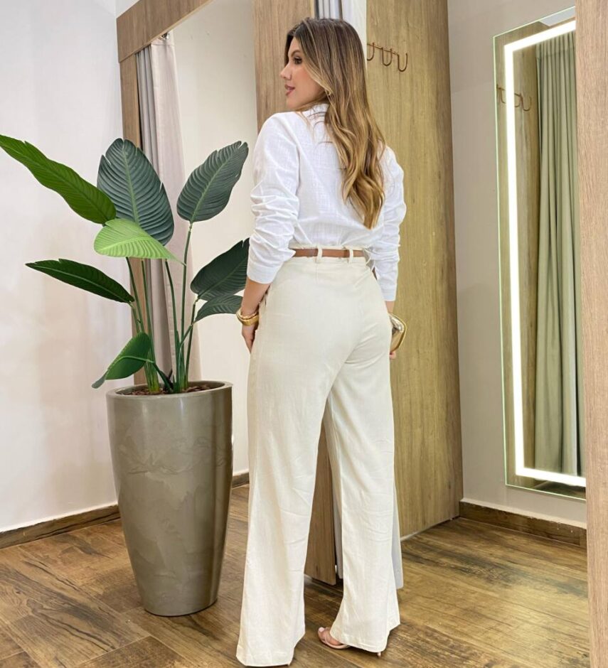 Camisa Feminina Social Jeh Manga Longa Bordada Branca - Fernanda Ramos Store