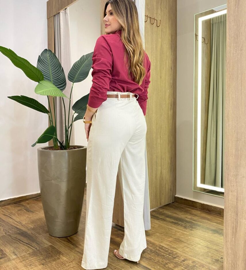 Camisa Feminina Social Jeh Manga Longa Bordada Marsala - Fernanda Ramos Store
