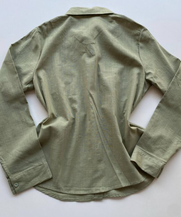 Camisa Feminina Social Jeh Manga Longa Bordada Verde Menta - Fernanda Ramos Store