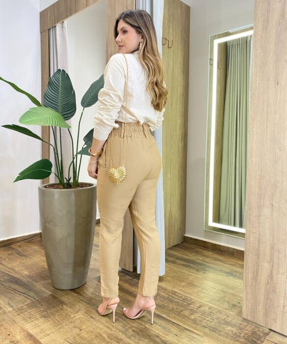 Camisa Feminina Social Mabela Manga Longa Bordada Palha - Fernanda Ramos Store