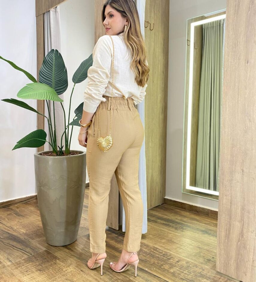 Camisa Feminina Social Mabela Manga Longa Bordada Palha - Fernanda Ramos Store