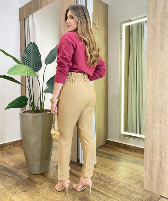 Camisa Feminina Social Mabela Manga Longa Bordada Vinho - Fernanda Ramos Store