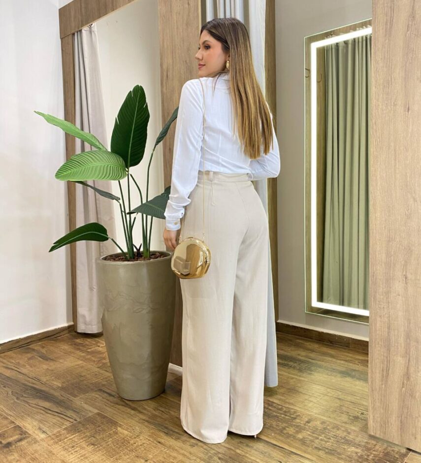 Camisa Feminina Social Suellen Manga Longa Viscose Branca - Fernanda Ramos Store