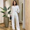 Conjunto Feminino Alfaiataria Fernanda Blusa e Calça Pantalona Branco - Fernanda Ramos Store