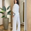 Conjunto Feminino Alfaiataria Fernanda Blusa e Calça Pantalona Branco - Fernanda Ramos Store