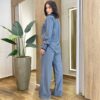 Conjunto Feminino Alfaiataria Fernanda Blusa e Calça Pantalona Cinza - Fernanda Ramos Store