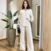 Conjunto Feminino Alfaiataria Fernanda Blusa e Calça Pantalona Gelo - Fernanda Ramos Store