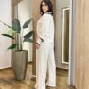 Conjunto Feminino Alfaiataria Fernanda Blusa e Calça Pantalona Gelo - Fernanda Ramos Store