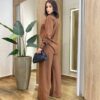 Conjunto Feminino Alfaiataria Fernanda Blusa e Calça Pantalona Marrom - Fernanda Ramos Store