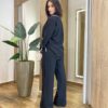 Conjunto Feminino Alfaiataria Fernanda Blusa e Calça Pantalona Preto - Fernanda Ramos Store