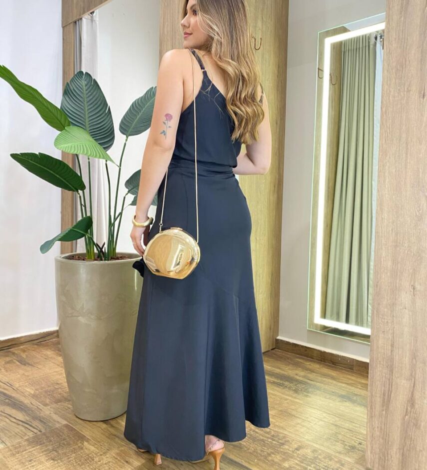 Conjunto Feminino Zury Regata sem Bojo e Saia Longa Preto - Fernanda Ramos Store