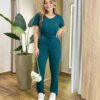 Conjunto Moletinho Plus Alicia Blusa Manga Curta e Calça Verde - Fernanda Ramos Store