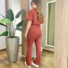 Conjunto Moletinho Vanessa Blusa Manga Curta e Calça TerraCota - Fernanda Ramos Store