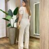 Conjunto Noronha Cropped com Bojo e Calça com Detalhe Palha - Fernanda Ramos Store