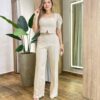 Conjunto Noronha Cropped com Bojo e Calça com Detalhe Palha - Fernanda Ramos Store