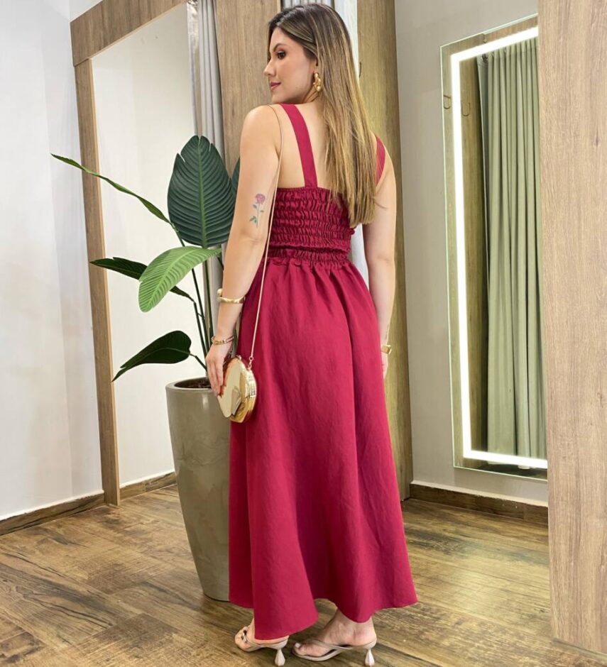 Conjunto Carla Cropped com Bojo e Saia com Amarração Marsala - Fernanda Ramos Store