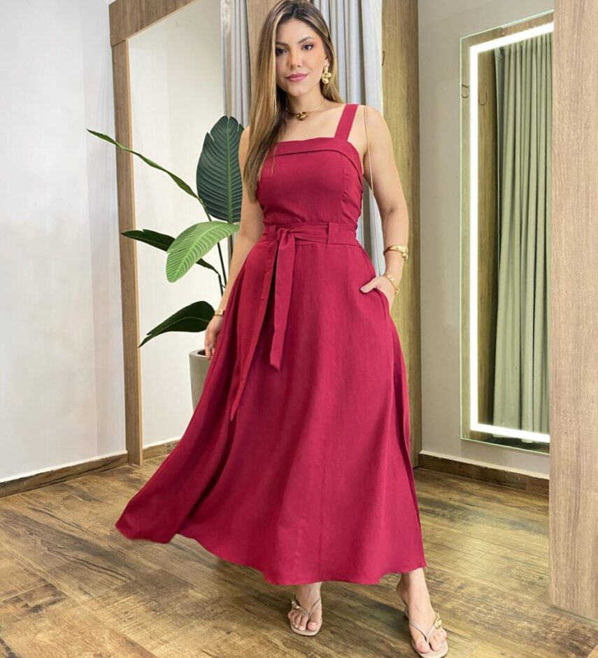 Conjunto Carla Cropped com Bojo e Saia com Amarração Marsala - Fernanda Ramos Store