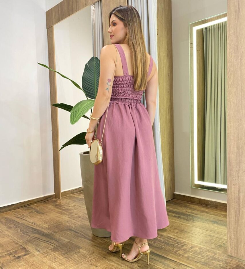 Conjunto Carla Cropped com Bojo e Saia com Amarração Rose - Fernanda Ramos Store