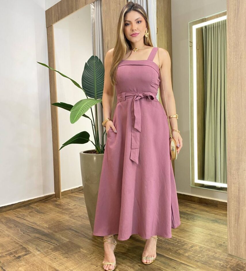 Conjunto Carla Cropped com Bojo e Saia com Amarração Rose - Fernanda Ramos Store