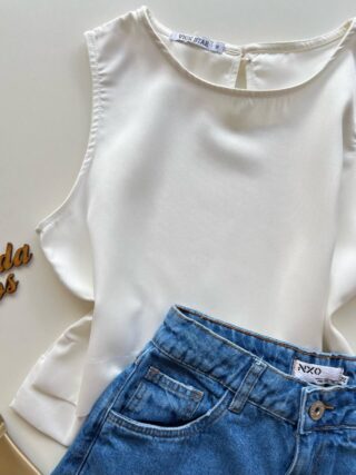 Cropped Feminino Regata sem Bojo Off White - Fernanda Ramos Store