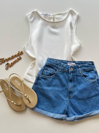 Cropped Feminino Regata sem Bojo Off White - Fernanda Ramos Store