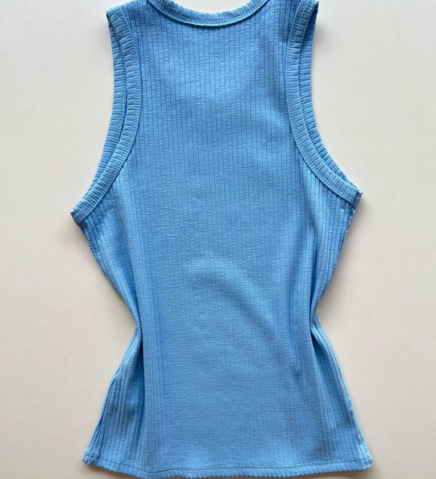 Regata Feminina Canelada Ana Livia Azul Bebê - Fernanda Ramos Store