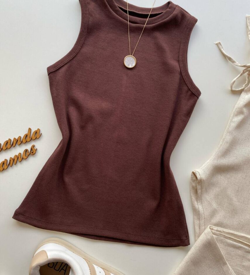 Regata Feminina Canelada Mary Marrom - Fernanda Ramos Store