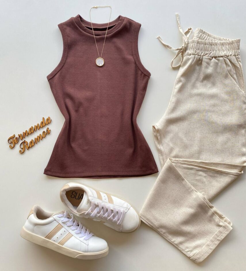 Regata Feminina Canelada Mary Marrom - Fernanda Ramos Store