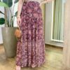 Saia Longa Feminina em Tule Estampada Vinho - Fernanda Ramos Store