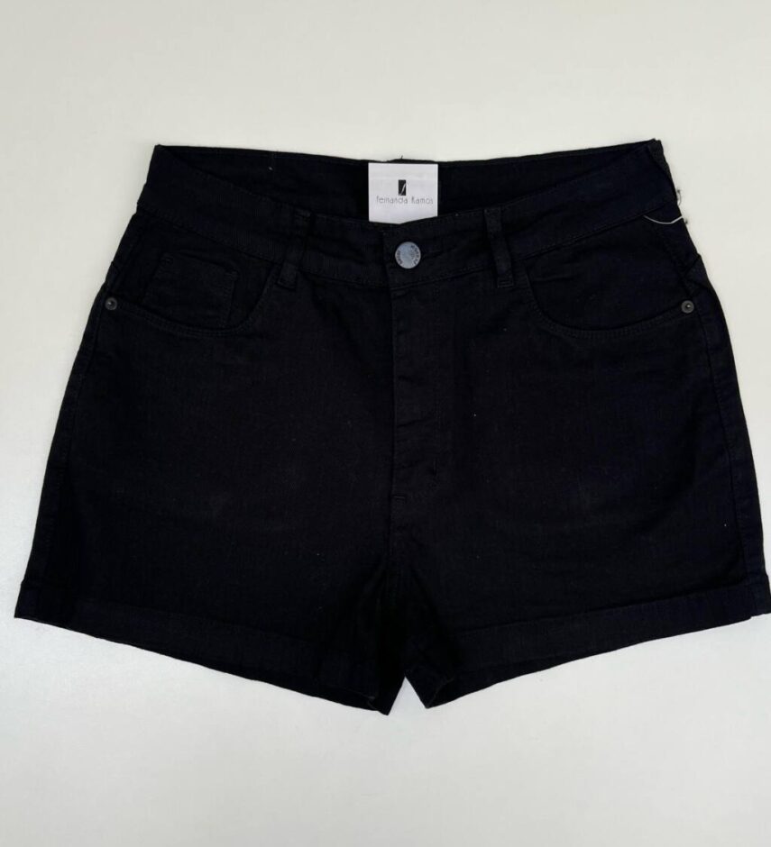 Short Feminino Babi Jeans Preto com Barra Desfiada - Fernanda Ramos Store