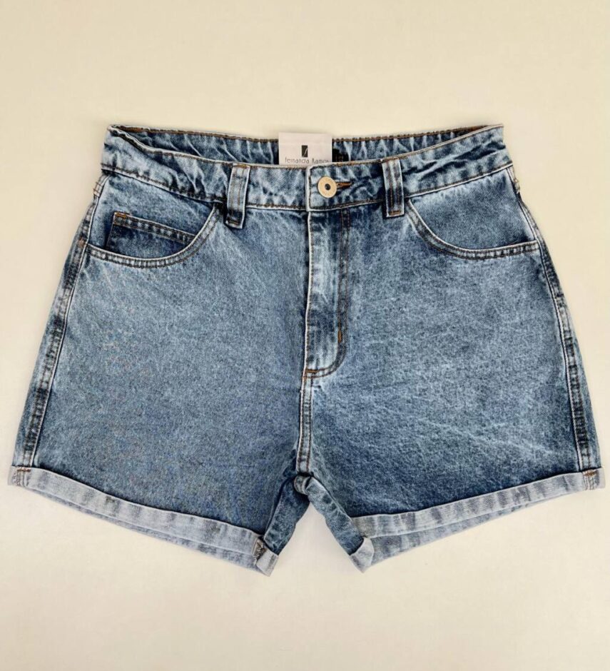 Short Feminino Jeans Médio Marmorizado - Fernanda Ramos Store