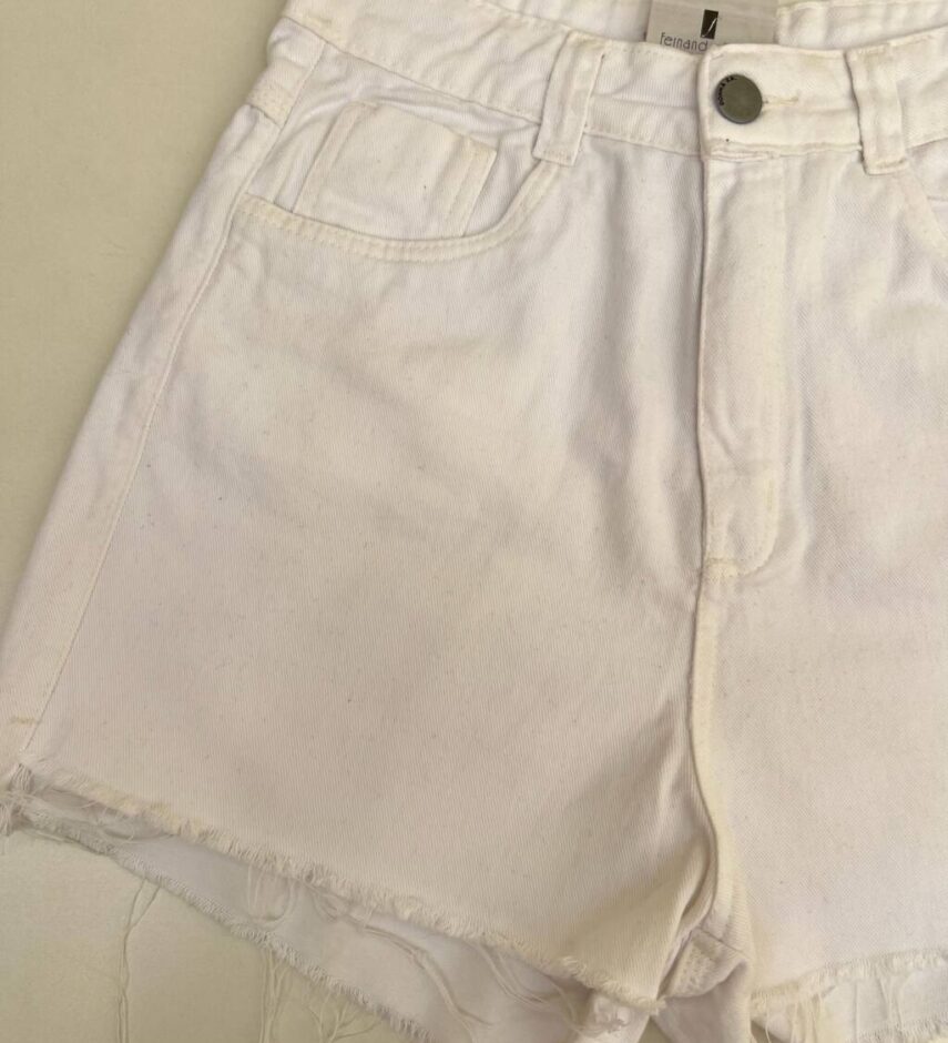 Short Jeans Feminino Amanda Off White - Fernanda Ramos Store