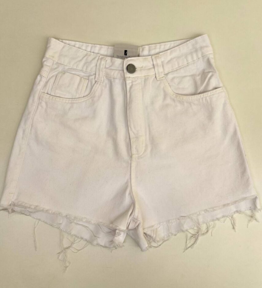 Short Jeans Feminino Amanda Off White - Fernanda Ramos Store