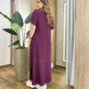 Vestido Longo sem Bojo Moletinho Manga Curta com Detalhes Marsala - Fernanda Ramos Store