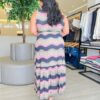 Vestido Midi Plus Ana Estampado Azul e Detalhe em Amarração - Fernanda Ramos Store