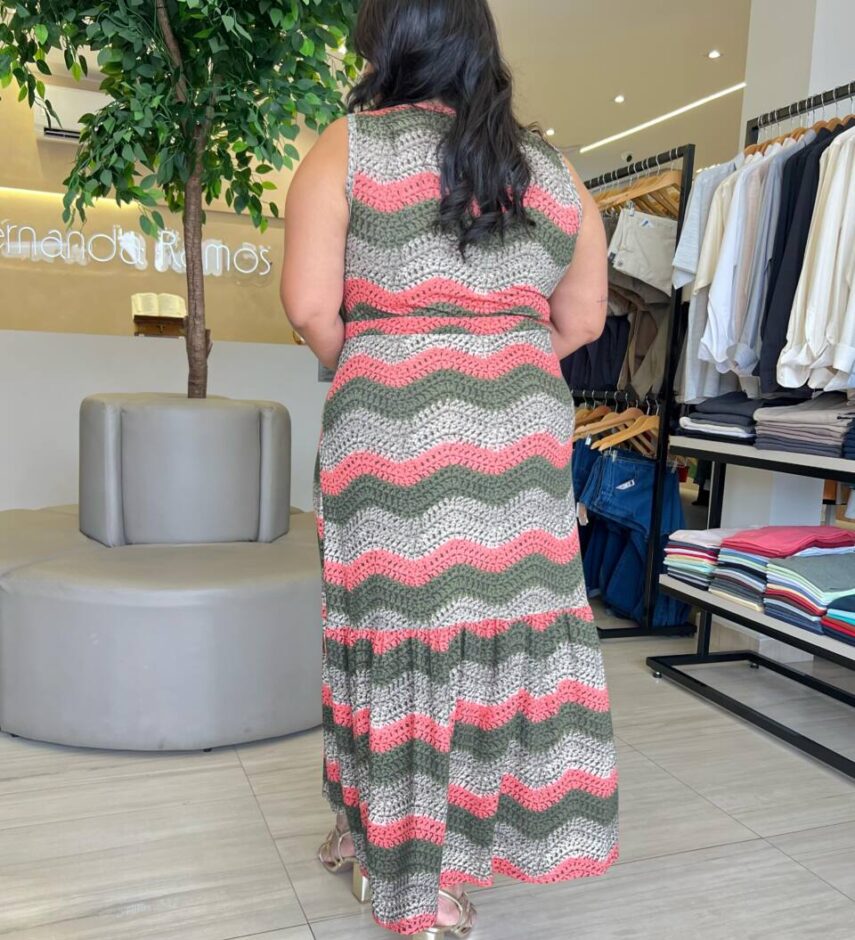 Vestido Midi Plus Ana Estampado e Detalhe em Amarração - Fernanda Ramos Store