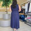 Vestido Midi Plus sem Bojo Linho com Fendas Laterais Azul - Fernanda Ramos Store