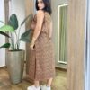 Vestido Midi sem Bojo Fenda e Bolsos Laterais Animal Print - Fernanda Ramos Store