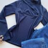 Blusa Feminina Canelada Milly sem Bojo com Recorte Azul - Fernanda Ramos Store